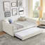 Lit de jour double rembourré avec couchette coulissante, tissu Boucle