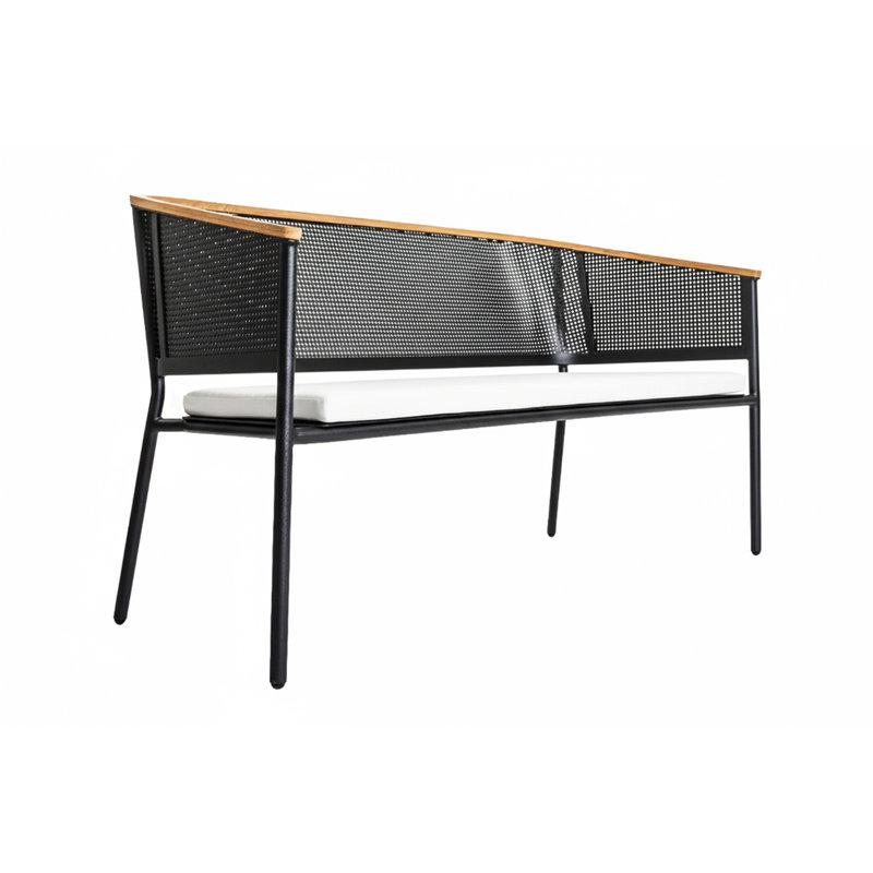 Riad 56.44'' Wide Powder Coated Aluminum Loveseat with Cushions, Canvas Natural, Anthracite