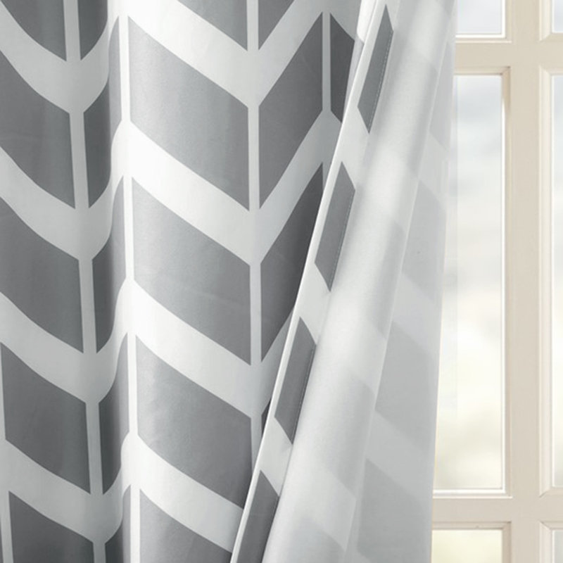 Yellow and Gray Chevron Room Darkening Grommet Curtains, 42x84, 2-Panel Set