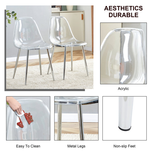 Ivy Bronx Table And Chair Set.A 38.6" Transparent Tempered Glass Round ...
