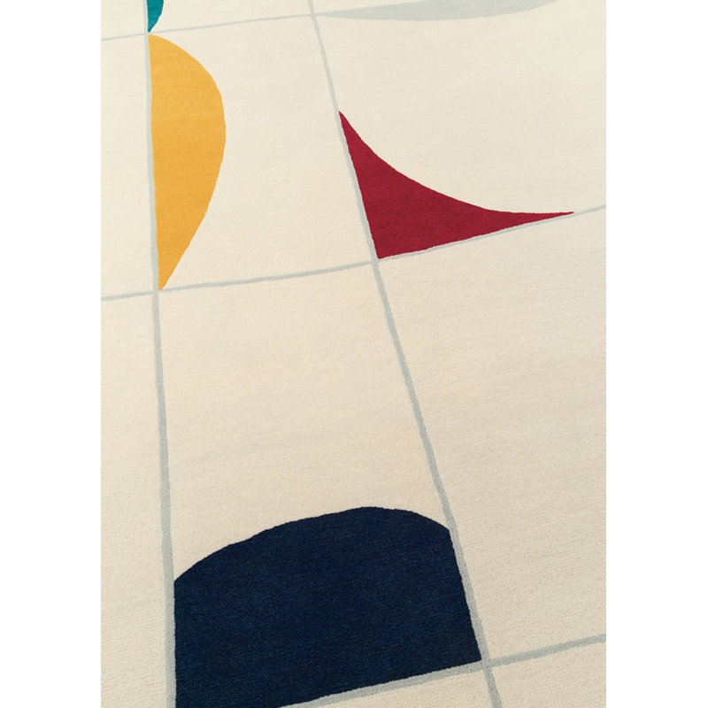 Stabile Hand Tufted Wool Geometric Shapes Area Rug in Ivory/Silver/Yellow/Black, Rectangle 8'2" x 11'6"