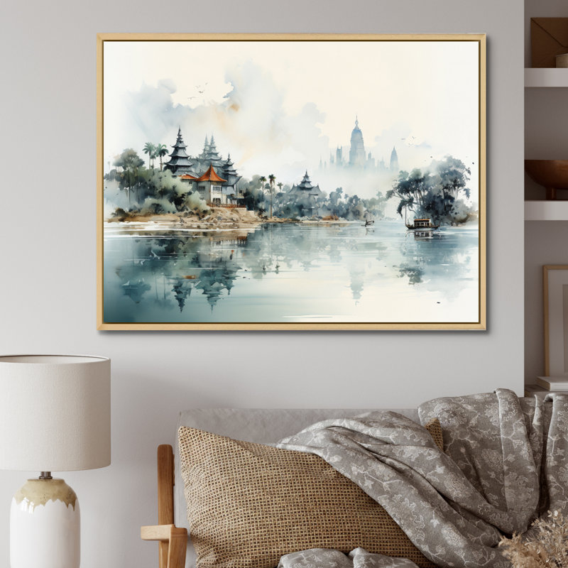 Hong City And Islands I - Hong Kong Canvas Wall Art, H 34 po x l 44 po x P 1,5 po, Cadre naturel flottant