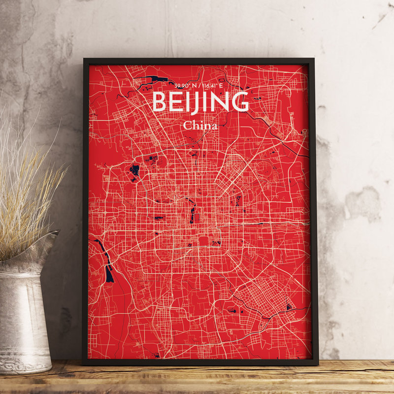 Beijing City Map - No Frame Print, 50.8cm H x 40.6cm W x 0.13cm D