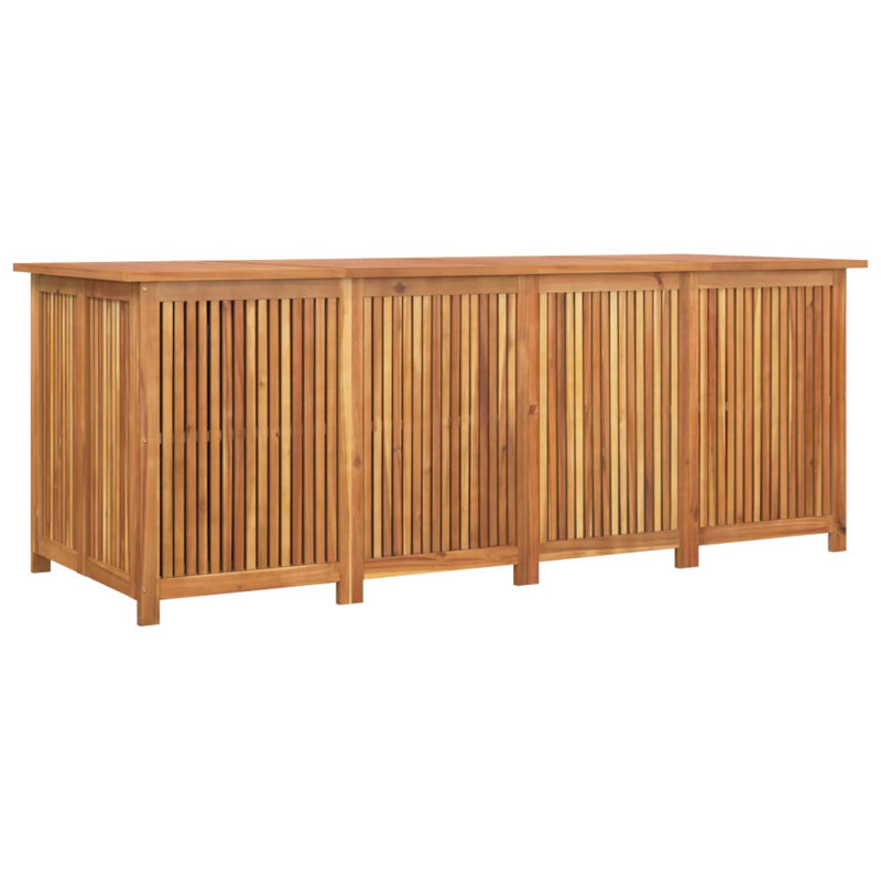Rosalind Wheeler Damona 200cm W Water Resistant Acacia Solid Wood Deck Box in Brow
