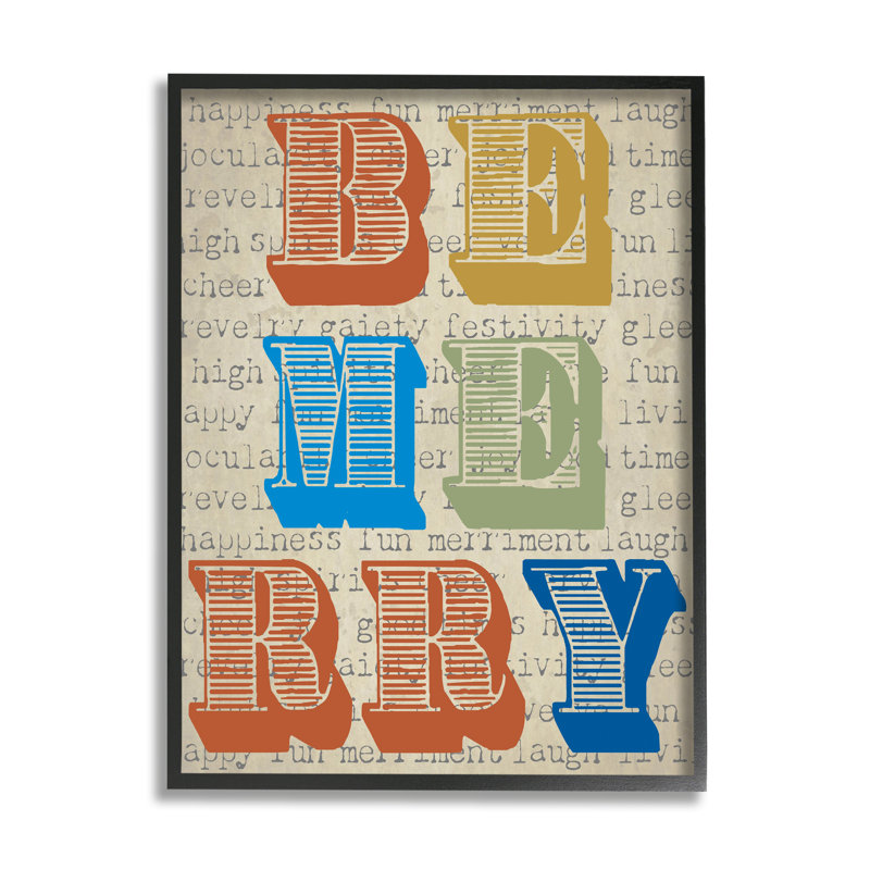 «Be Merry Kitchen», art texturé giclée par Graffitee Studios, Giclée encadrée noir minuit, H 14 po x l 11 po x P 1,5 po
