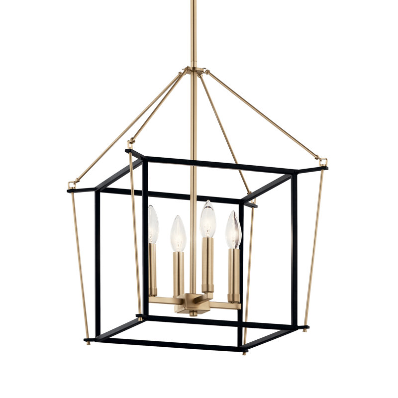 8 - Light Dimmable Lantern Square / Rectangle Chandelier, 61.5" H x 16" W x 5.25" D, Bronze