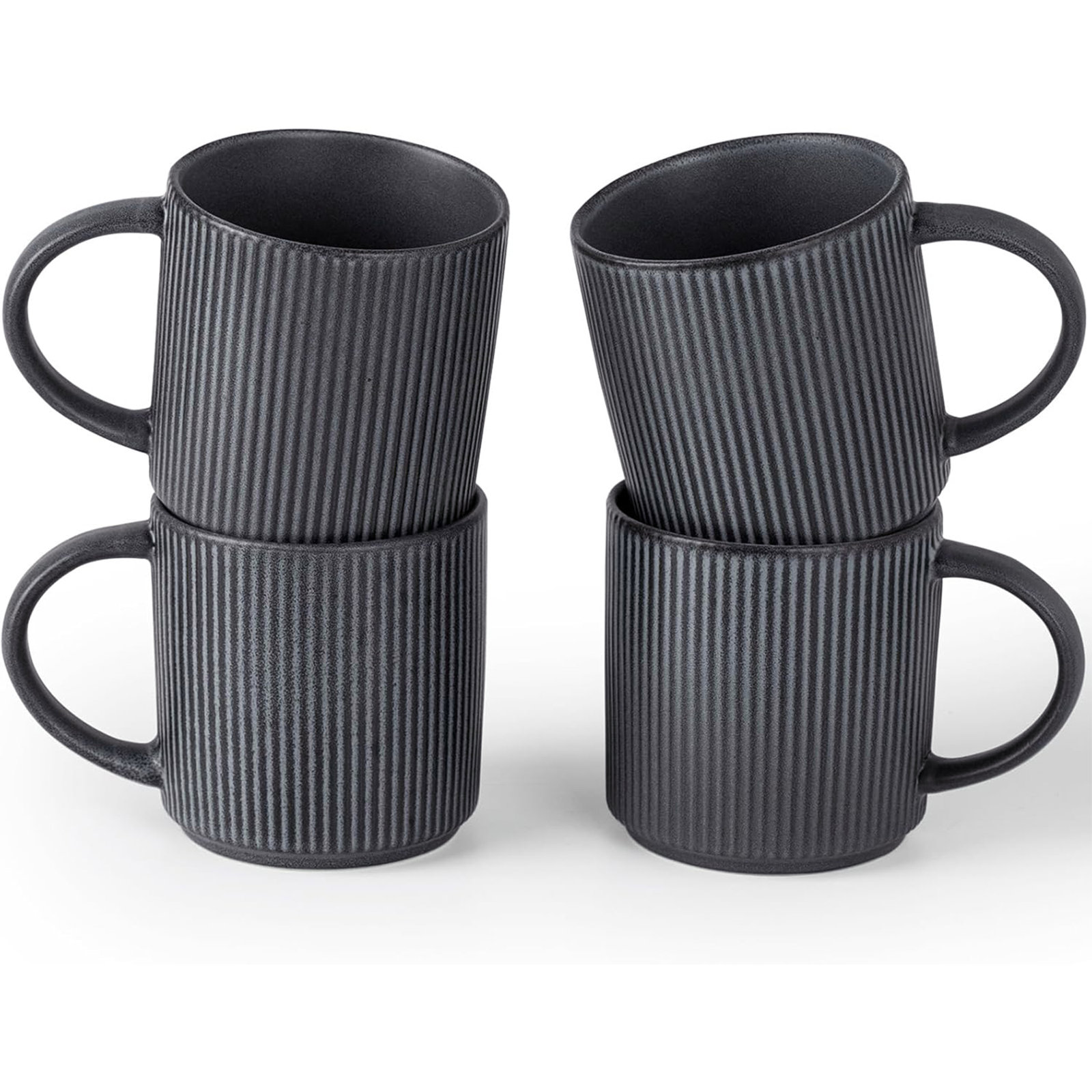 Azal Stoneware Coffee Cup, Matte Dark Charcoal
