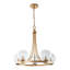 Lustre de transition à 5 lumières de 62 cm (24,4 po) en forme de roue de chariot avec abat-jour en verre et globes