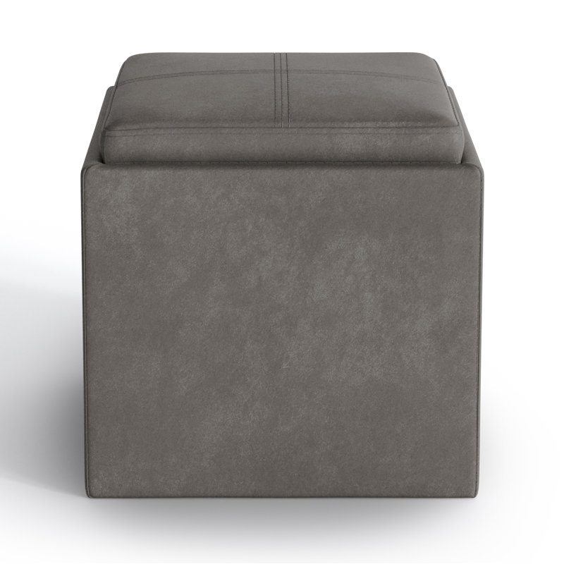 Rockwood Slate Grey Faux Leather Multi-Functional Storage Ottoman