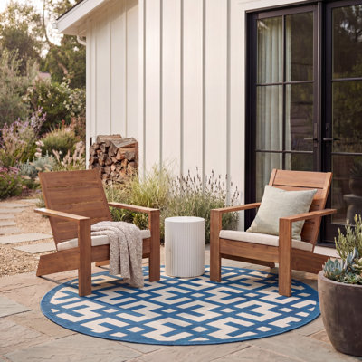 Arneshia Geometric Navy/Beige Indoor/Outdoor Area Rug