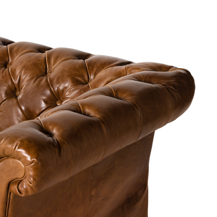 Canora | Grey Leather 81.25\'\' Gentree Wayfair Sofa