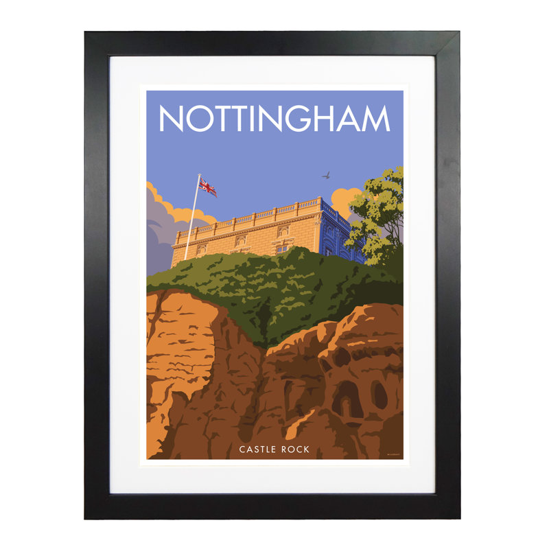 Nottingham by Stephen Millership - Print, 43.5cm H x 33.5cm W x 2.2cm D, Black