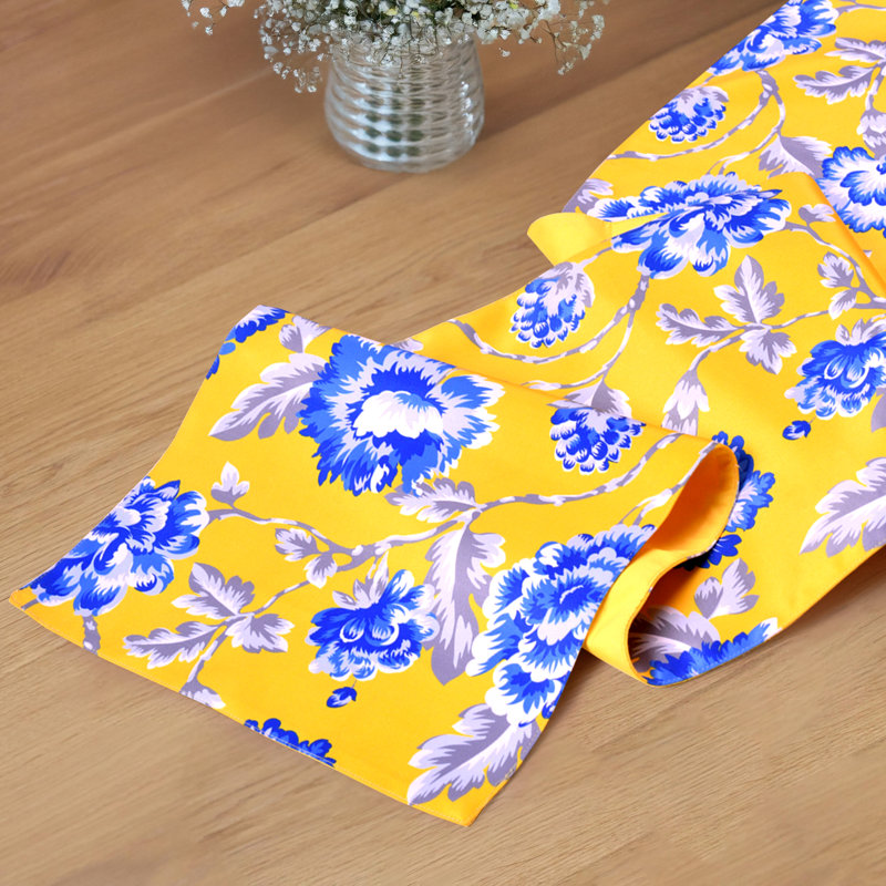Arpad Printed Table Runner, Yellow/Blue