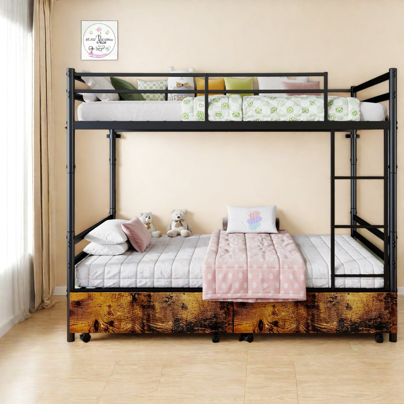 Lits gain d'espace avec rangement, lit superposé en métal, chambre à coucher moderne de style industriel