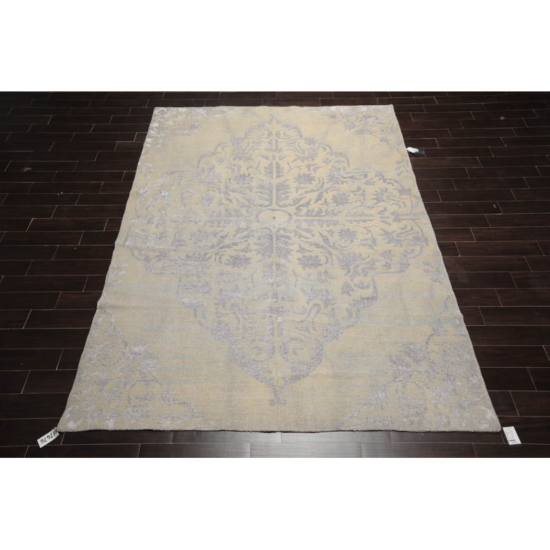 Tapis beige transitionnel en laine noué à la main 8X10 Jaipur Oushak