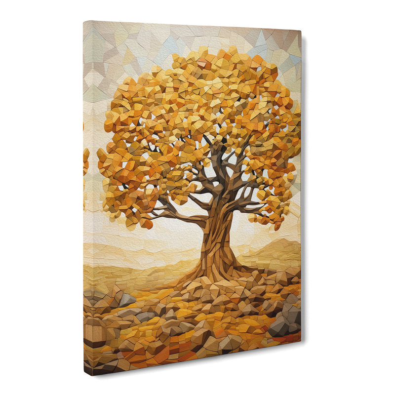 Oak Tree Cubism - No Frame Print, 50cm H x 35cm W x 3cm D