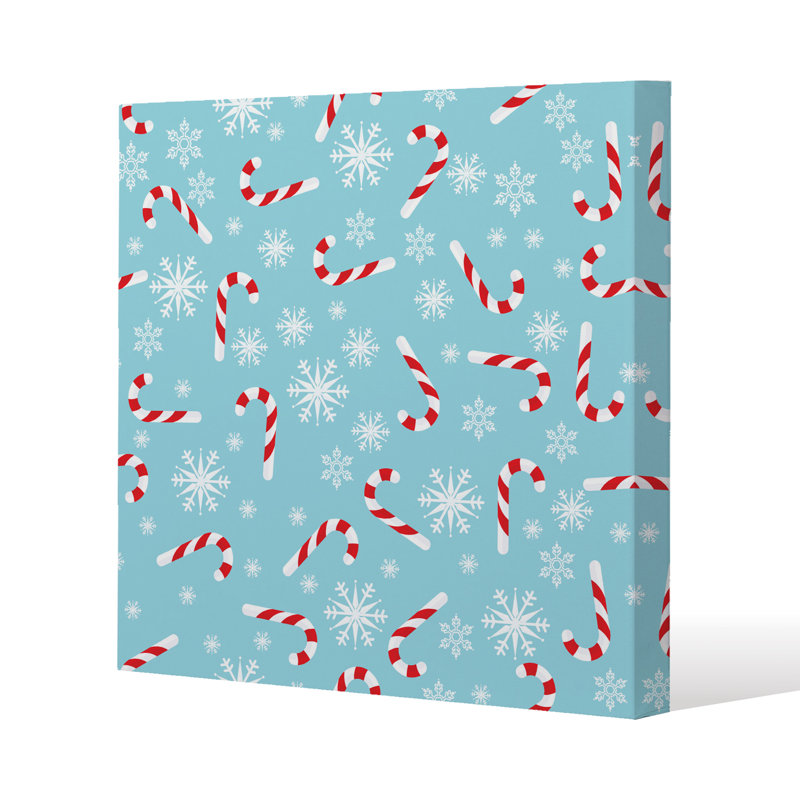 Candy Canes And Snowflakes - Wrapped Canvas Print, 46cm H x 46cm W
