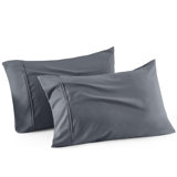 Bedsure Pillow Cases Standard Size - Polyester & Rayon Derived From Bamboo Cooling Pillowcase Set Of 2, Breathable, Soft And Wrinkle-Free Pillow Covers With Envelope Closure, Dark Grey, 20X26 Inches