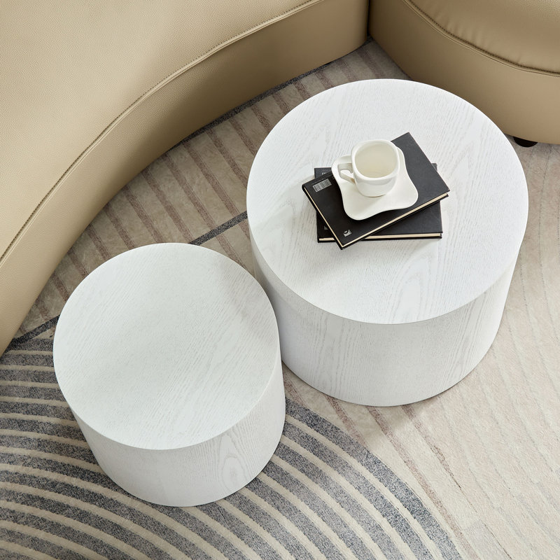 Nesting Tables, White Woodgrain, 15" H x 18.89" W x 18.89" D