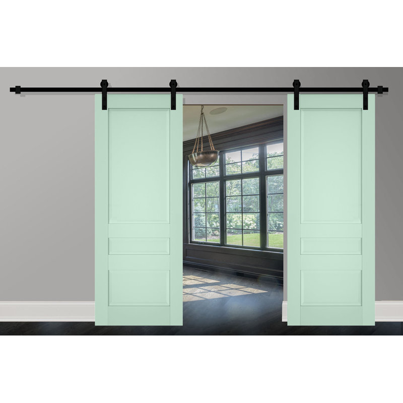 Portes de grange à panneaux en bois Veregio, 60 po x 84 po, Olive