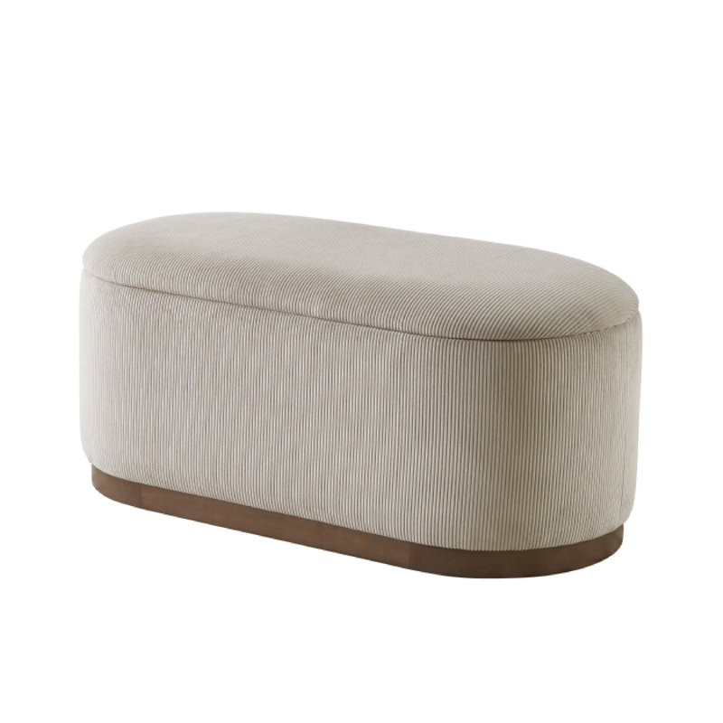 Banc avec rangement relevable Sio, tissu velours côtelé taupe, brun 43 po