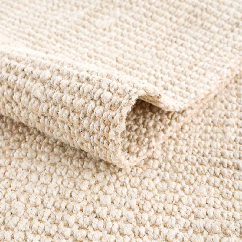 Handwoven Ivory Jute Rectangle Rug with Fringe - 2' x 3'