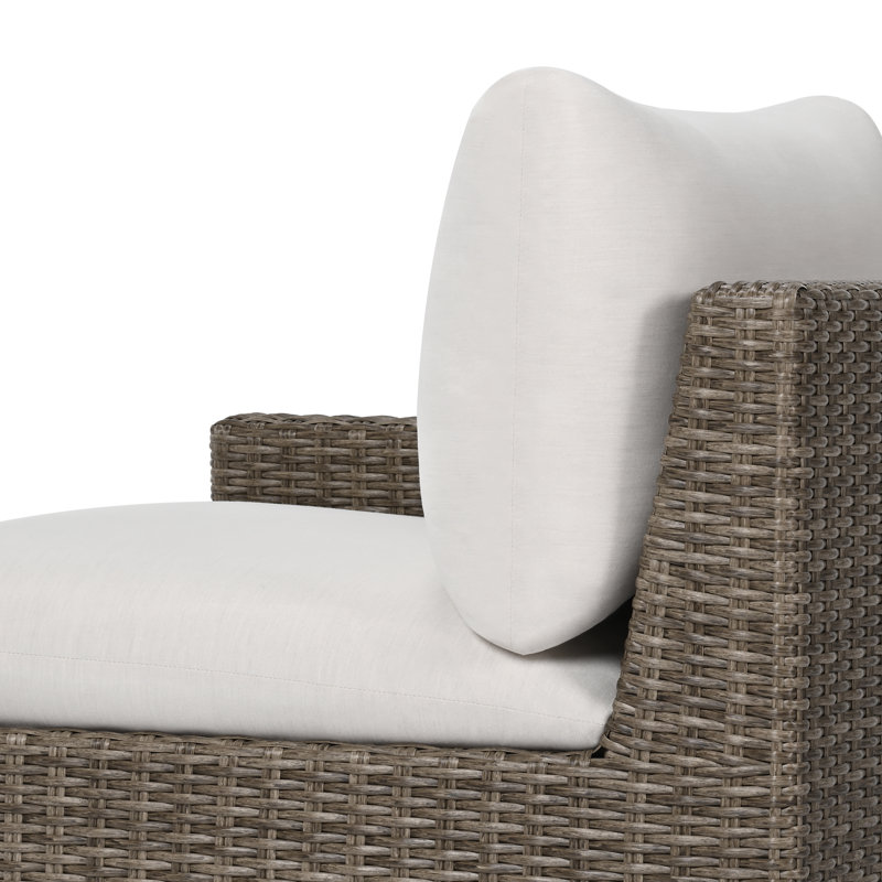 Dumont Left-Arm And Right-Arm Wicker Patio Single Sofa Set With Beige Cushions