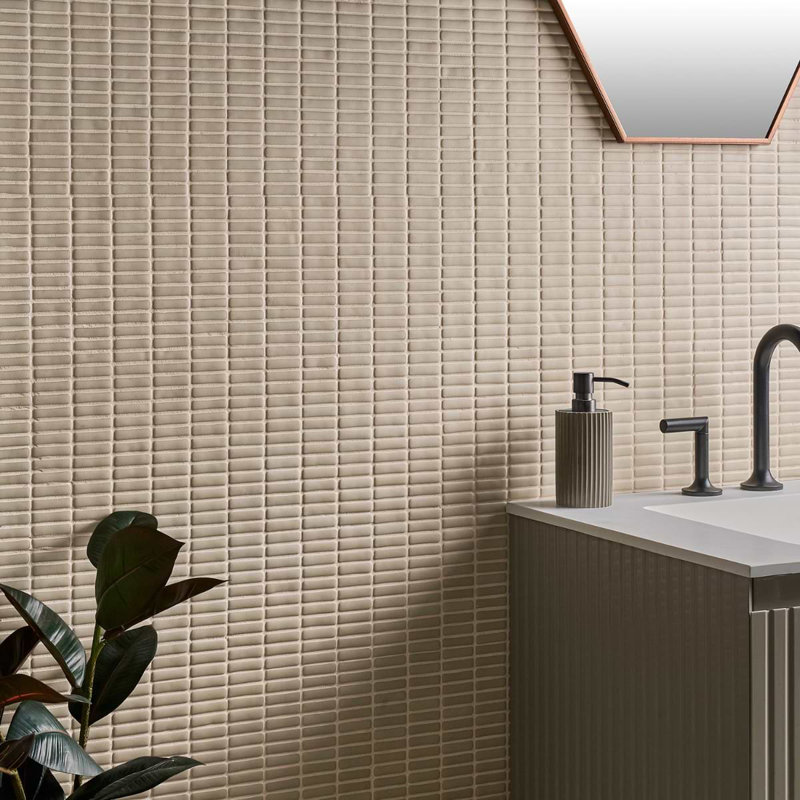 Venini 11.73 In. X 11.88 In. Mini Brick Frosted Glass Mosaic Floor And Wall Tile (0.96 Sq. Ft. / Each), Beige