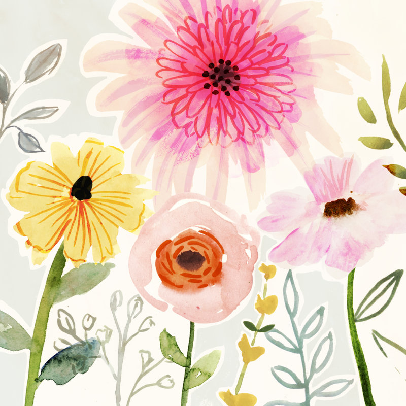 Floral Pop II by Victoria Borges - Painting, 91cm H x 91cm W, Wrapped Canvas