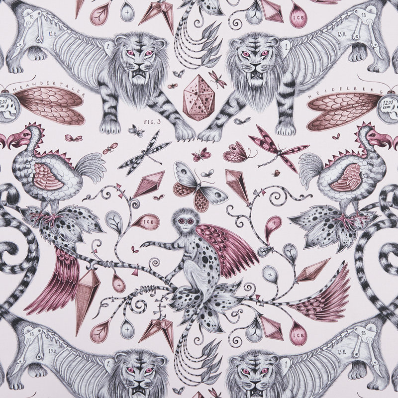 Clarke and Clarke Extinct Fabric, Pink