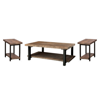 3 - Piece Solid Wood Top Living Room Table Set