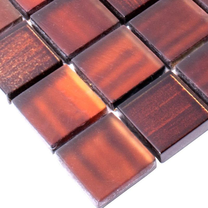 11" x 11" Straight Edge Glass Mosaic Sheet Wall & Floor Tile, Brown