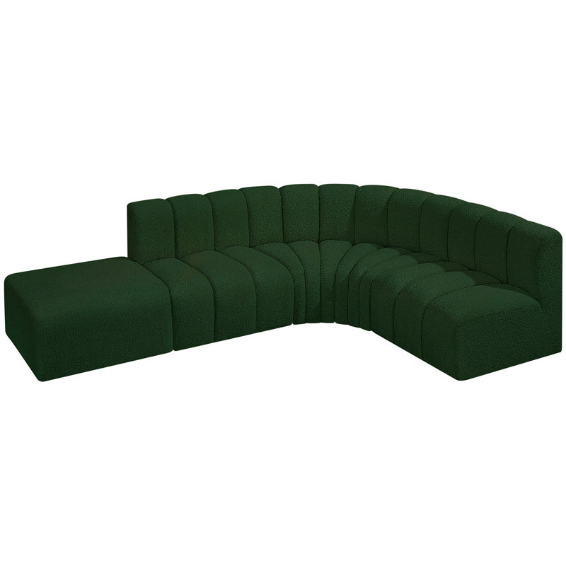 Canapé et méridienne rembourrés Isleen, Tissu bouclé vert