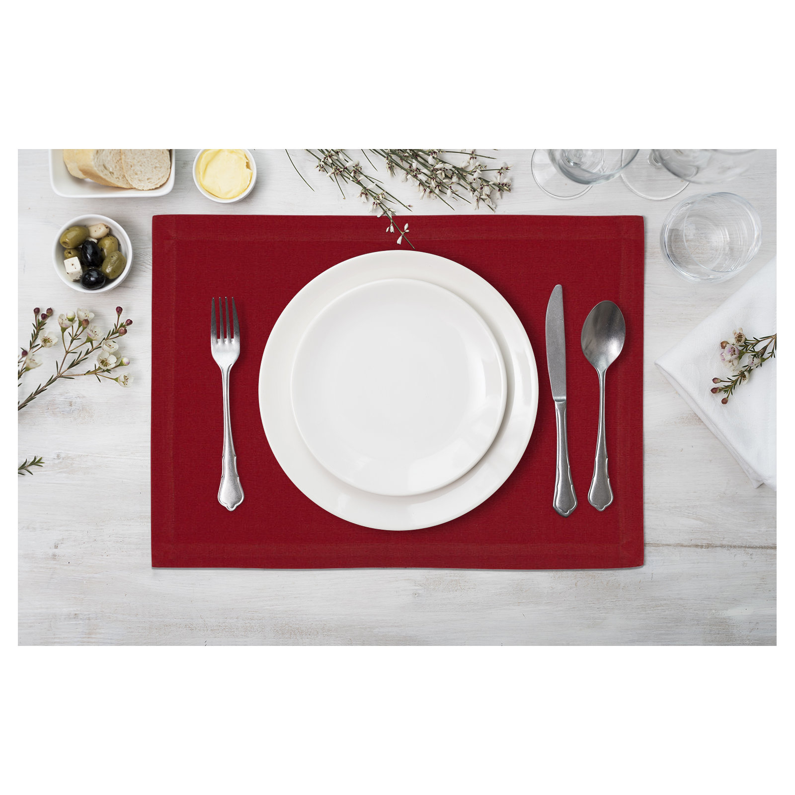 Drian 4 Piece Cotton Placemat Set, Red