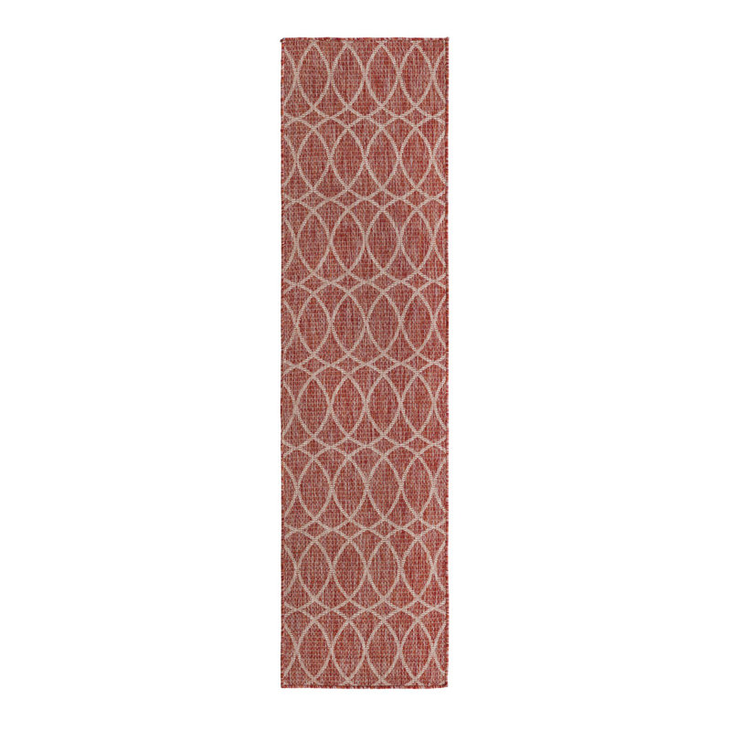 Rust Red Gitter Indoor/Outdoor Trellis Rug, Runner 2' x 7'10"