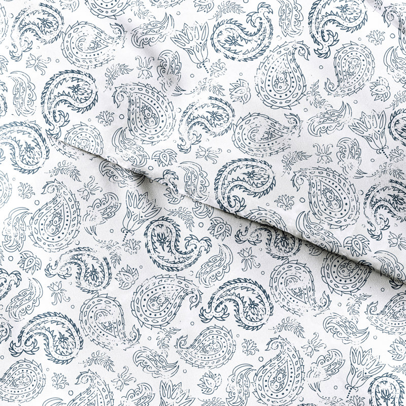 Becky Cameron™ Modern & Contemporary Paisley Duvet Cover, Twin/Twin XL Duvet Cover + 1 Standard Sham, Navy
