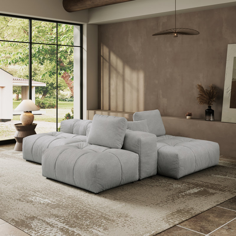 Canapé modulaire modulaire, siège à combinaison profonde surdimensionné, housses de coussin amovibles et lavables, tissu en lin, rembourrage en duvet