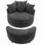 Fauteuil demi-tonneau pivotant à 360 ° avec repose-pieds avec rangement et 4 coussins-287322243