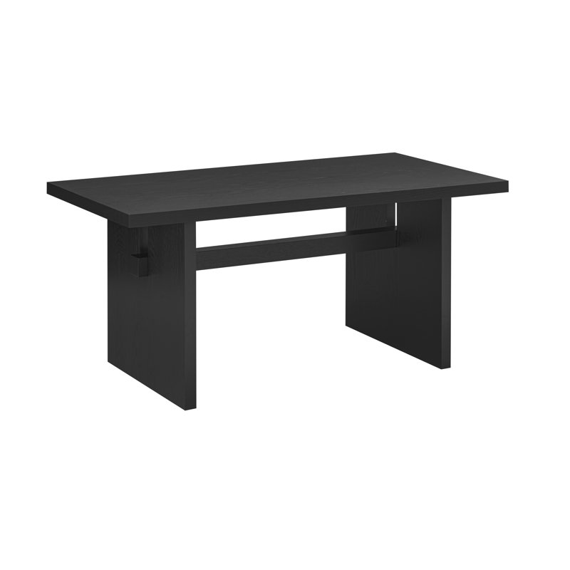 Solid Wood Modern Dining Table For 6, Black Oak
