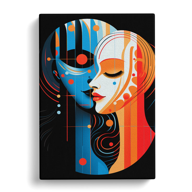 Gemini Zodiac Op - Wrapped Canvas Print