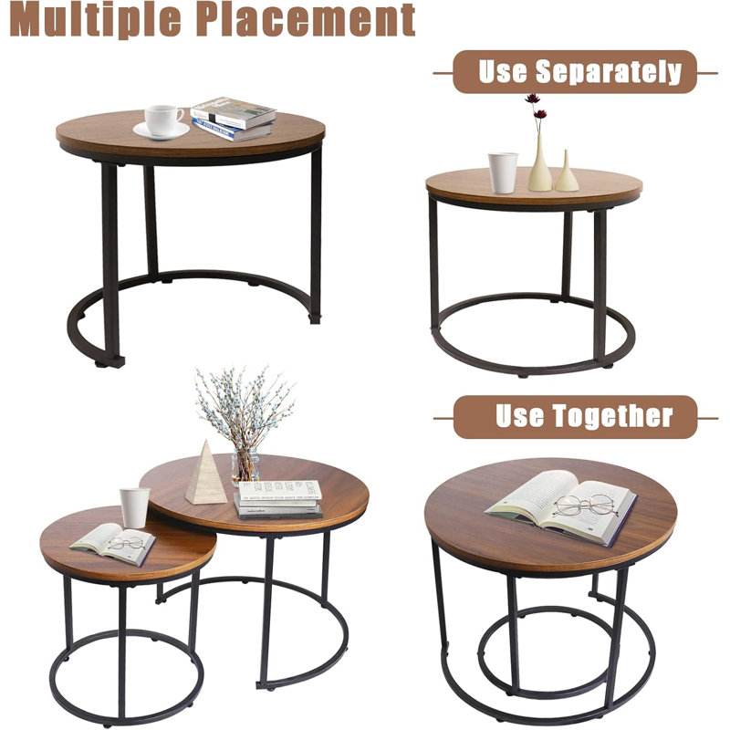 Coffee Table Nesting Side Round Set Of 2