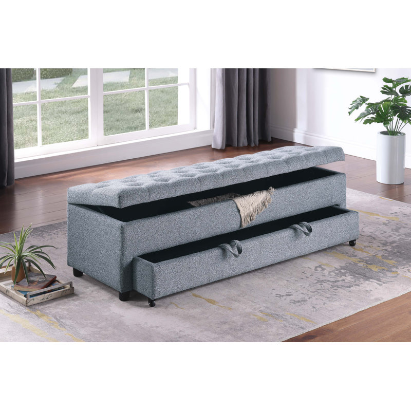 Repose-pieds contemporain avec rangement et repose-pieds gris capitonné 1pc, Gris