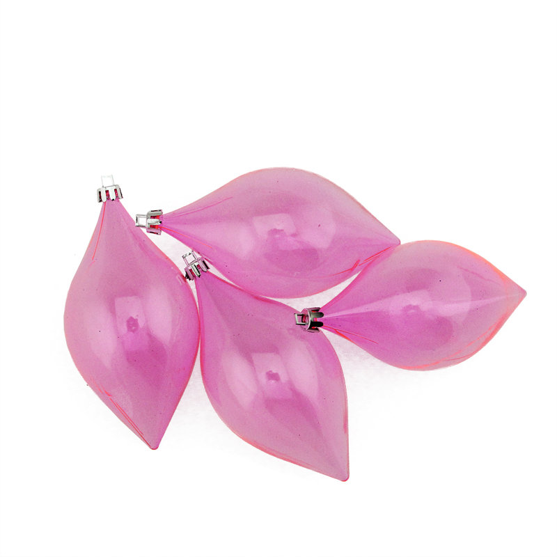 Ornement faîteau en forme de larme de Noël incassable, Rose transparent