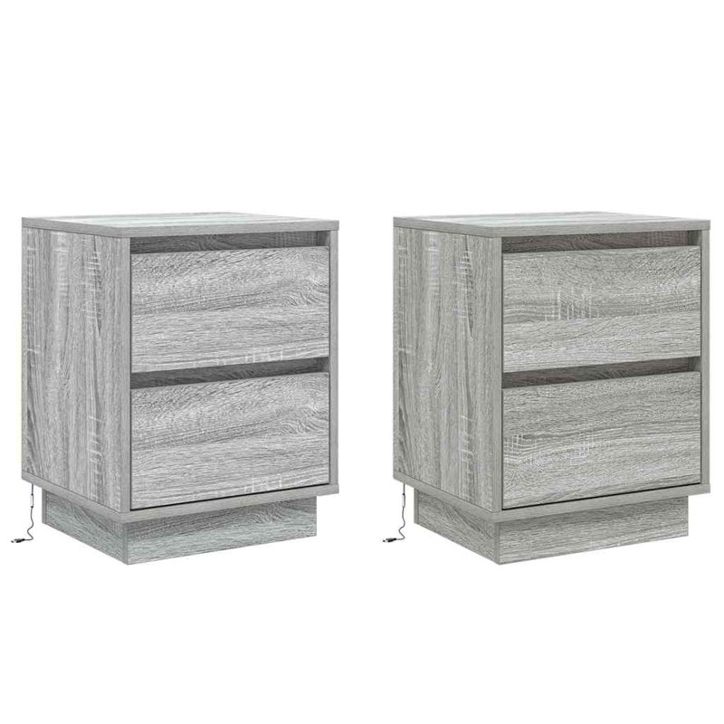 Bedside Cabinet With Drawer 2 Pcs 39 X 34.5 X 50 Cm, Grey