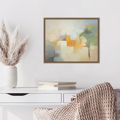 Green and Orange Abstract Forms II by Irena Orlov Framed Canvas Wall Art Print