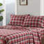 Tissu écossais rouge, drap complet 4 pièces, flanelle 100% coton, drap-housse doux au toucher, sans substances nocives, lavable à la machine-120252306-120252301