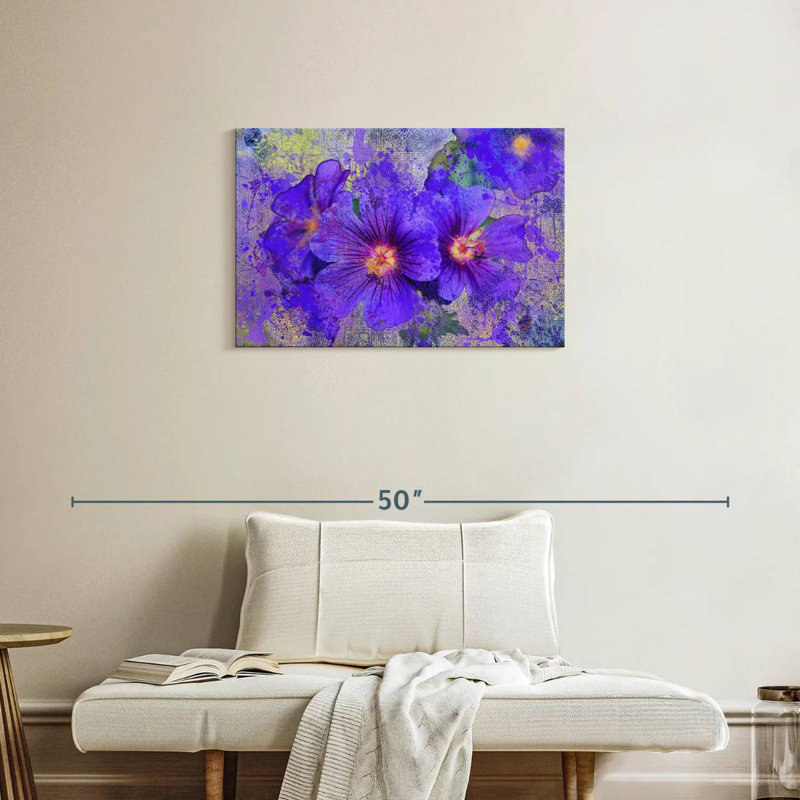 Harnek Blotted Purple Flowers, 20" H x 30" W