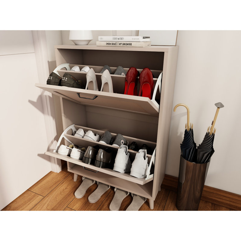 2 organisateurs de rangement pour chaussures pour hall d'entrée - espace maximisé, pouvant contenir 12 paires, accès facile, bois d'ingénierie gris antique, support à tablettes de 35,53 po de hauteur et rangement spacieux, rapide