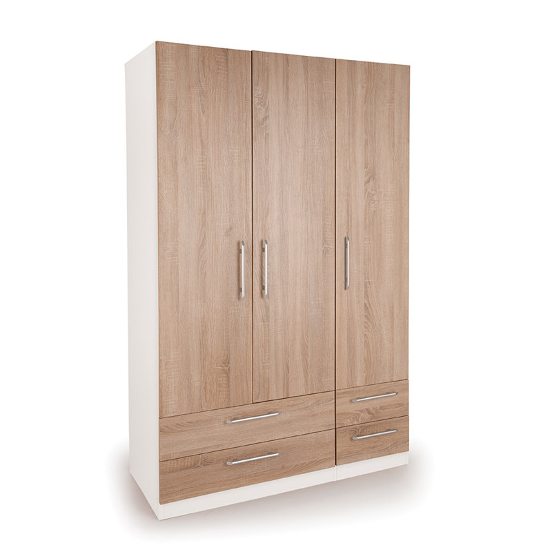 Esher 3 Door Manufactured Wood Wardrobe, White/Oak