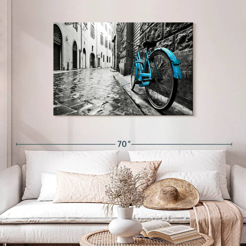 Mehar Retro Blue Bicycle, 30" H x 45" W